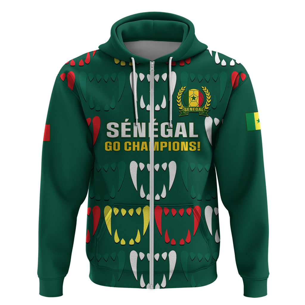 Custom Senegal Football Zip Hoodie 2024 Culture Pour Home Style - Wonder Print Shop