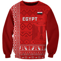 Red Egypt football sweatshirt with bold white geometric patterns and 'EGYPT' print
