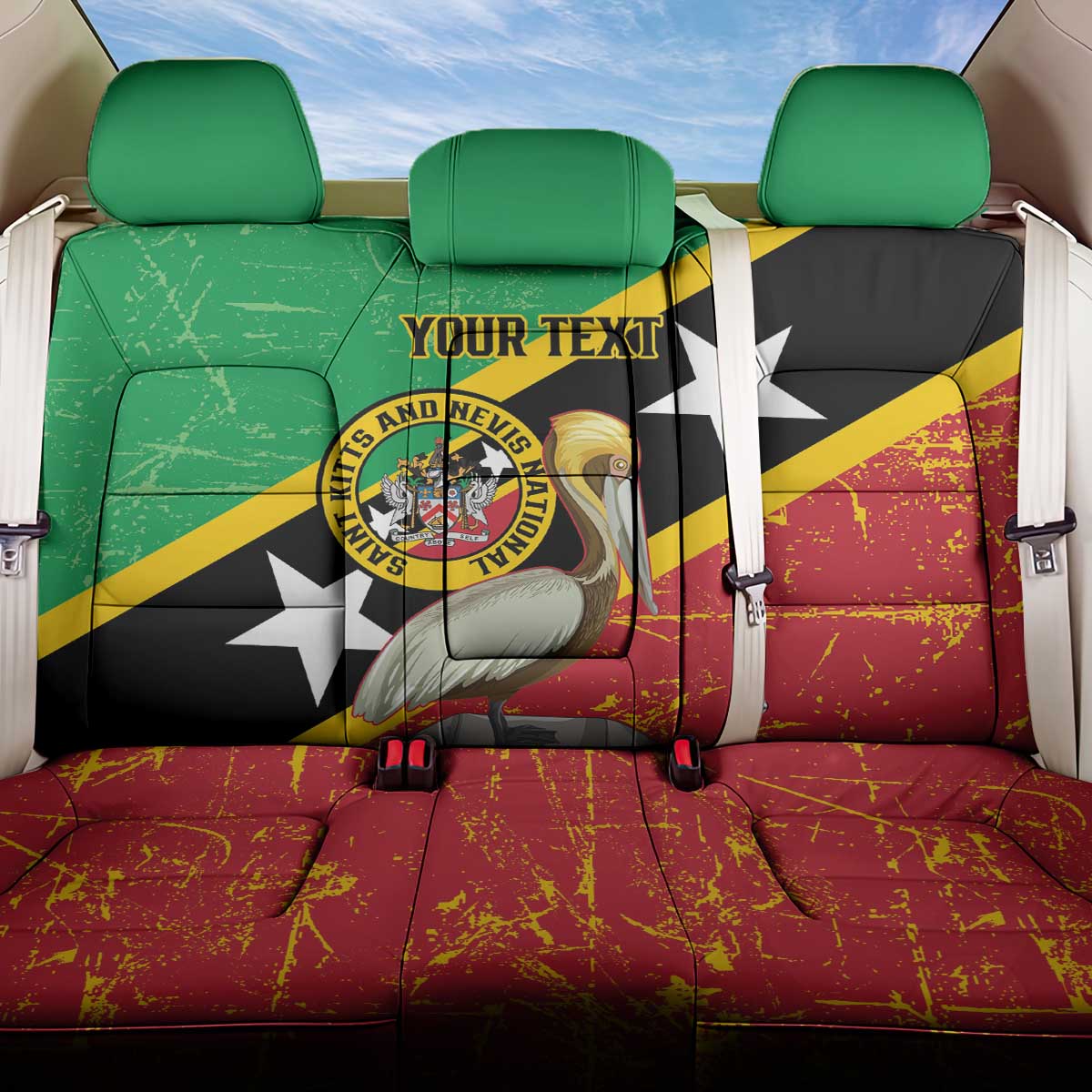 Custom Saint Kitts and Nevis Football Back Car Seat Cover 2025 Go Sugar Boyz