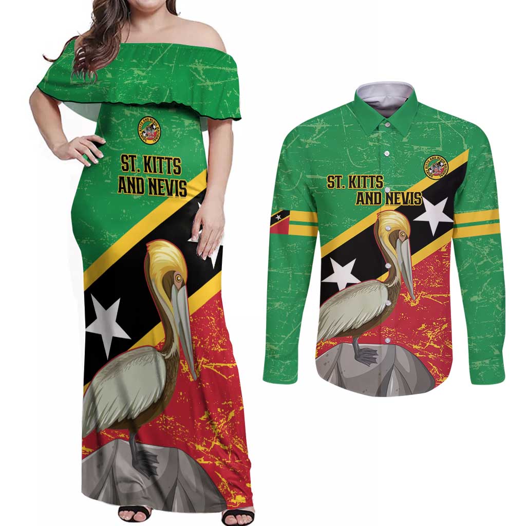 Custom Saint Kitts and Nevis Football Couples Matching Off Shoulder Maxi Dress and Long Sleeve Button Shirt 2025 Go Sugar Boyz