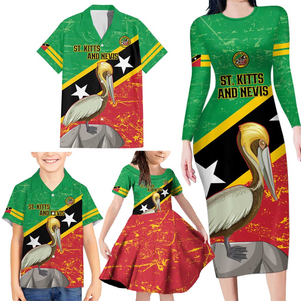 Custom Saint Kitts and Nevis Football Family Matching Long Sleeve Bodycon Dress and Hawaiian Shirt 2025 Go Sugar Boyz