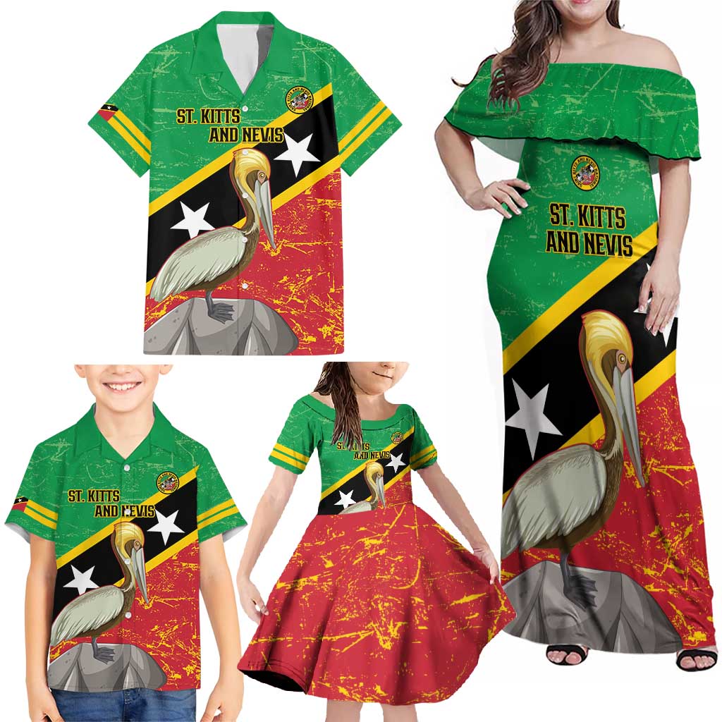 Custom Saint Kitts and Nevis Football Family Matching Off Shoulder Maxi Dress and Hawaiian Shirt 2025 Go Sugar Boyz