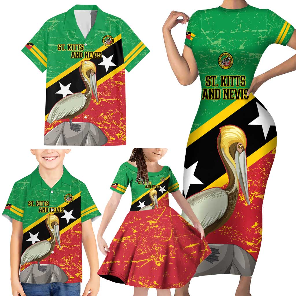 Custom Saint Kitts and Nevis Football Family Matching Short Sleeve Bodycon Dress and Hawaiian Shirt 2025 Go Sugar Boyz