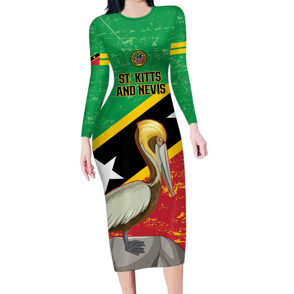 Custom Saint Kitts and Nevis Football Long Sleeve Bodycon Dress 2025 Go Sugar Boyz