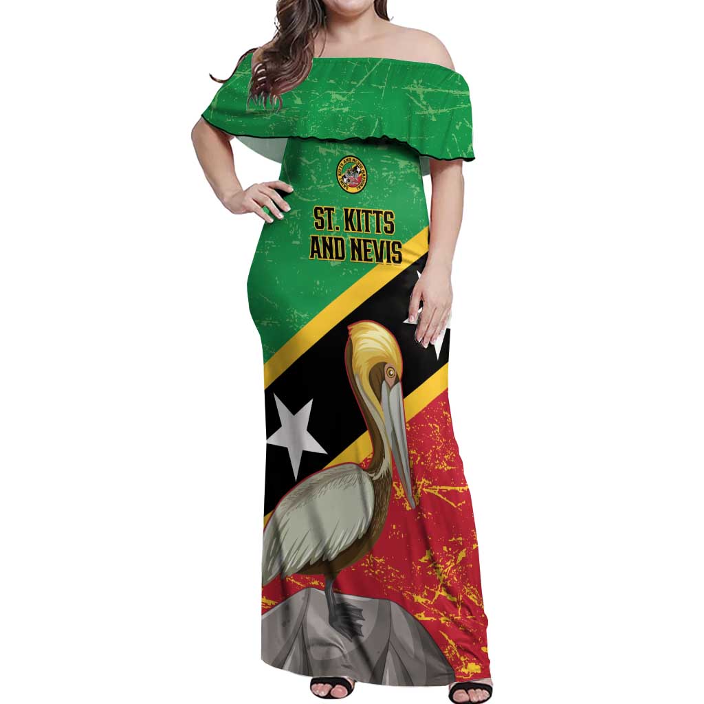 Custom Saint Kitts and Nevis Football Off Shoulder Maxi Dress 2025 Go Sugar Boyz