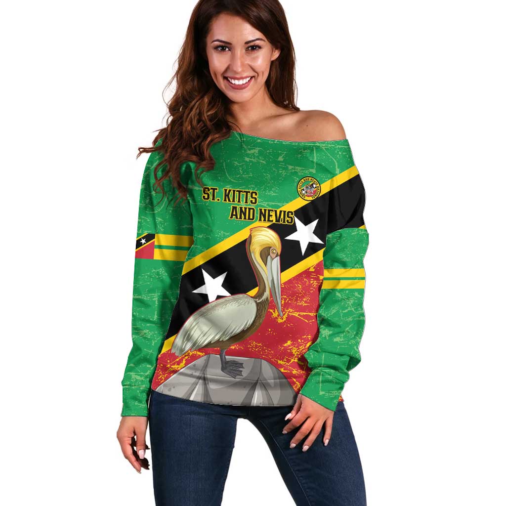 Custom Saint Kitts and Nevis Football Off Shoulder Sweater 2025 Go Sugar Boyz