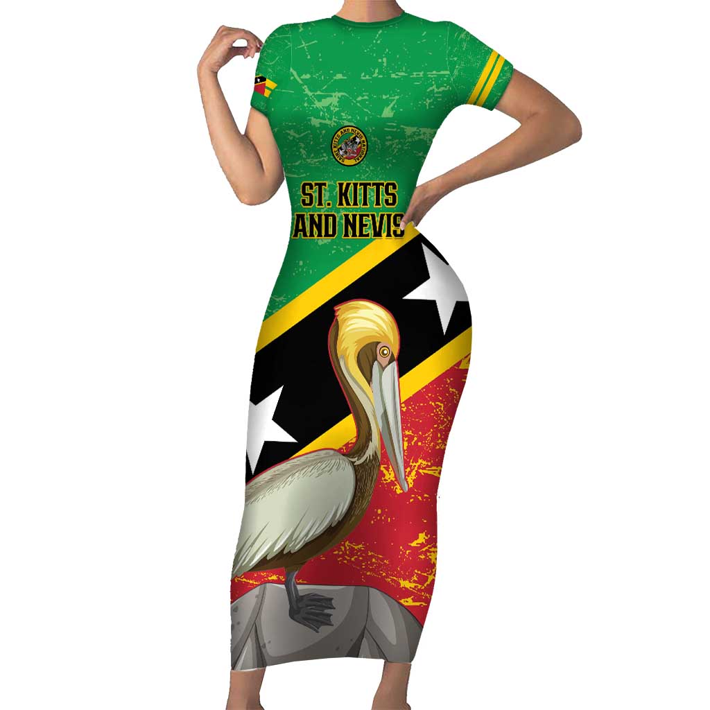 Custom Saint Kitts and Nevis Football Short Sleeve Bodycon Dress 2025 Go Sugar Boyz