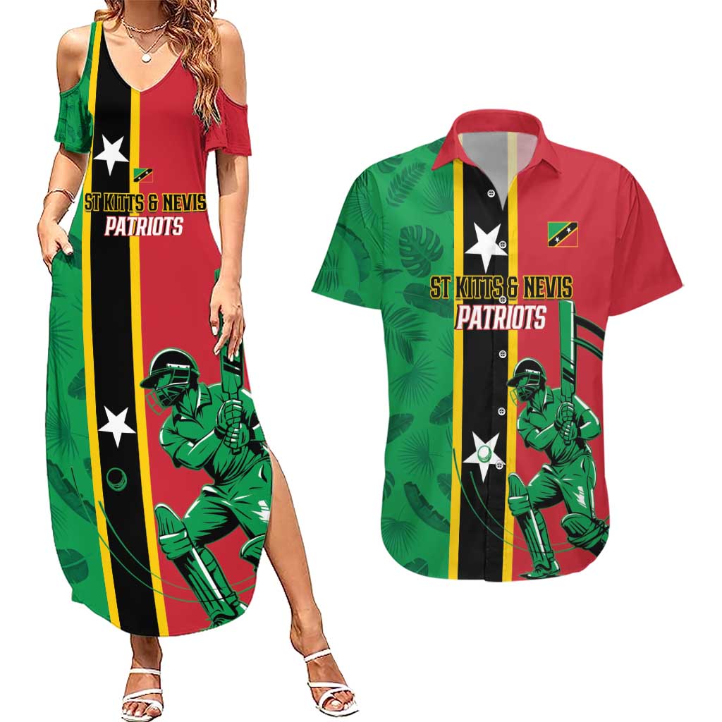 Custom Saint Kitts and Nevis Cricket Couples Matching Summer Maxi Dress and Hawaiian Shirt Go Champions Patriots