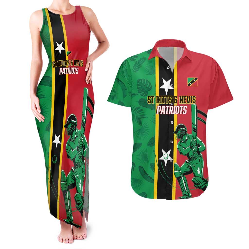 Custom Saint Kitts and Nevis Cricket Couples Matching Tank Maxi Dress and Hawaiian Shirt Go Champions Patriots