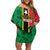 Custom Saint Kitts and Nevis Cricket Family Matching Off Shoulder Short Dress and Hawaiian Shirt Go Champions Patriots