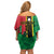 Custom Saint Kitts and Nevis Cricket Family Matching Off Shoulder Short Dress and Hawaiian Shirt Go Champions Patriots