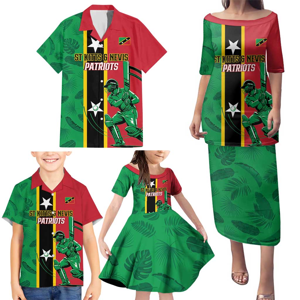 Custom Saint Kitts and Nevis Cricket Family Matching Puletasi and Hawaiian Shirt Go Champions Patriots