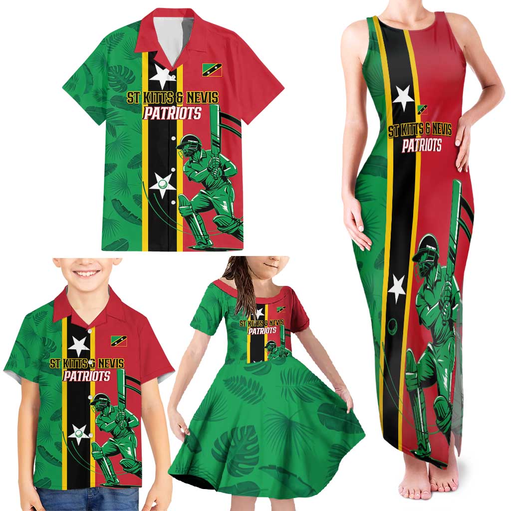 Custom Saint Kitts and Nevis Cricket Family Matching Tank Maxi Dress and Hawaiian Shirt Go Champions Patriots