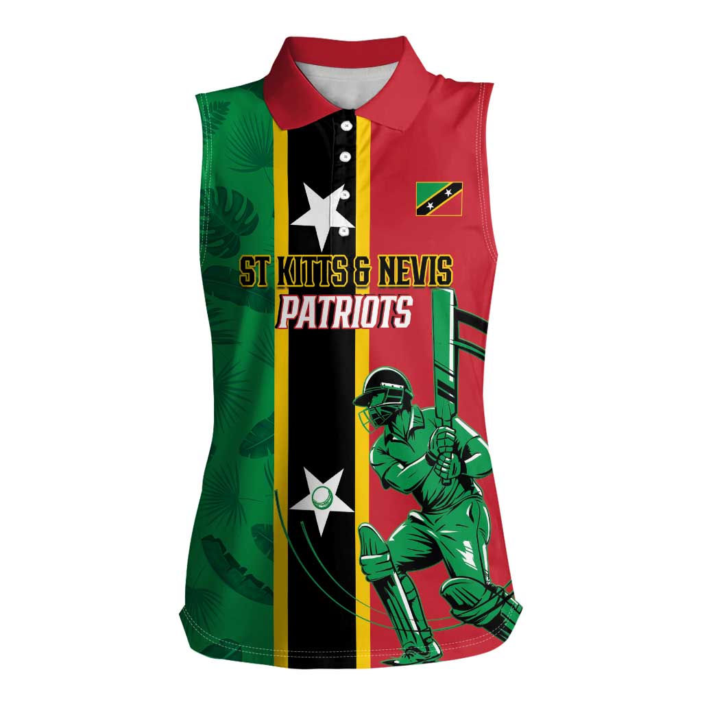 Custom Saint Kitts and Nevis Cricket Women Sleeveless Polo Shirt Go Champions Patriots