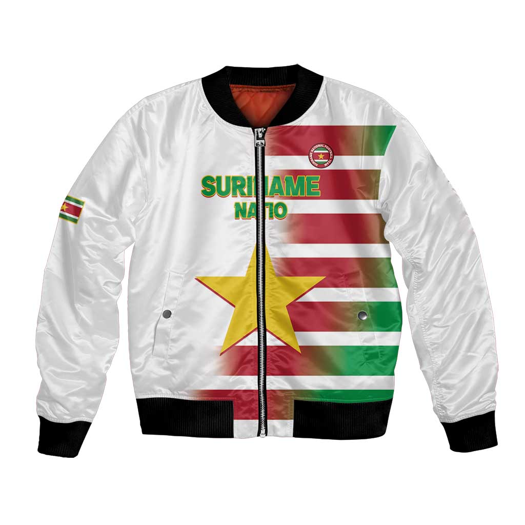 Custom Suriname Football Bomber Jacket 2025 Go Natio White Color