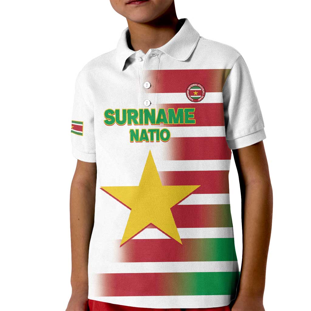 Custom Suriname Football Kid Polo Shirt 2025 Go Natio White Color