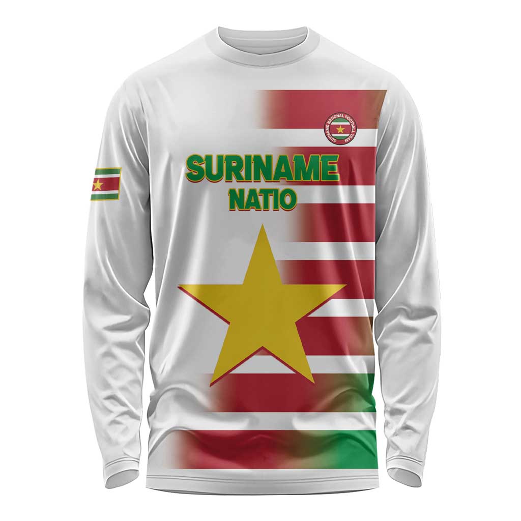 Custom Suriname Football Long Sleeve Shirt 2025 Go Natio White Color