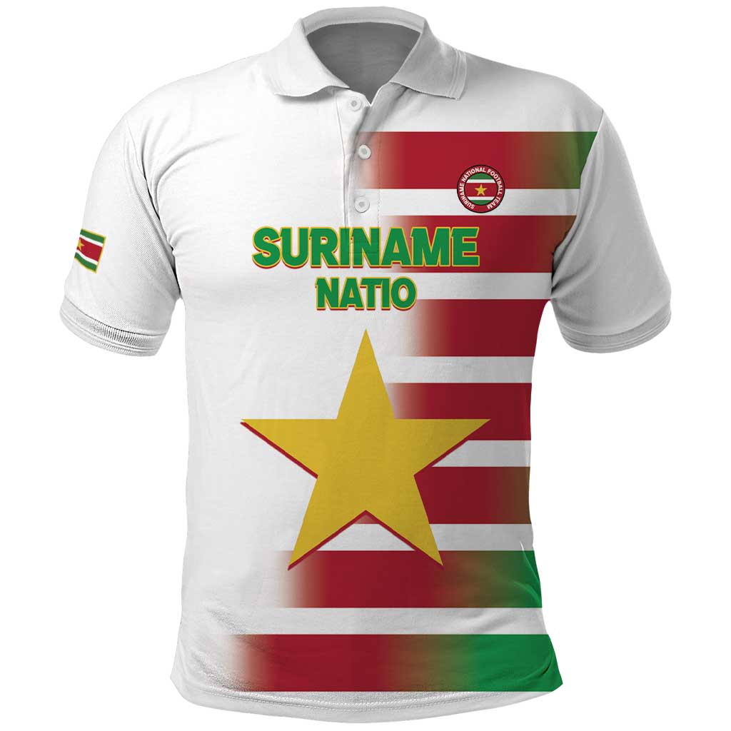 Custom Suriname Football Polo Shirt 2025 Go Natio White Color