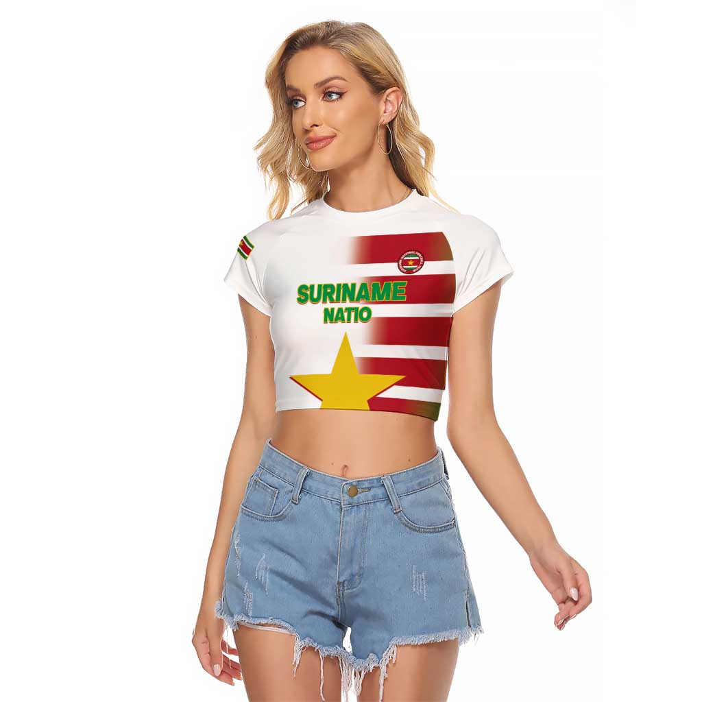 Custom Suriname Football Raglan Cropped T Shirt 2025 Go Natio White Color