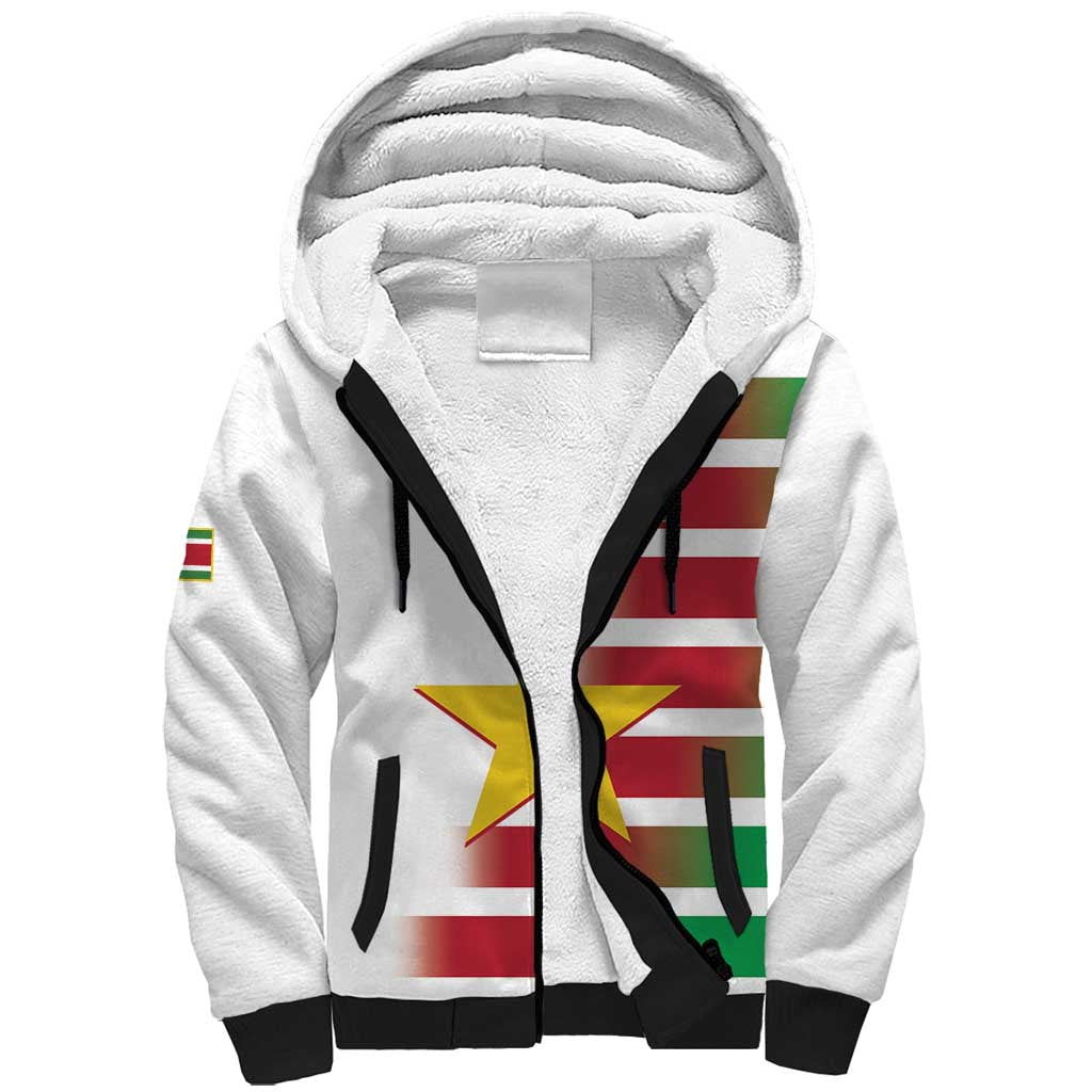 Custom Suriname Football Sherpa Hoodie 2025 Go Natio White Color