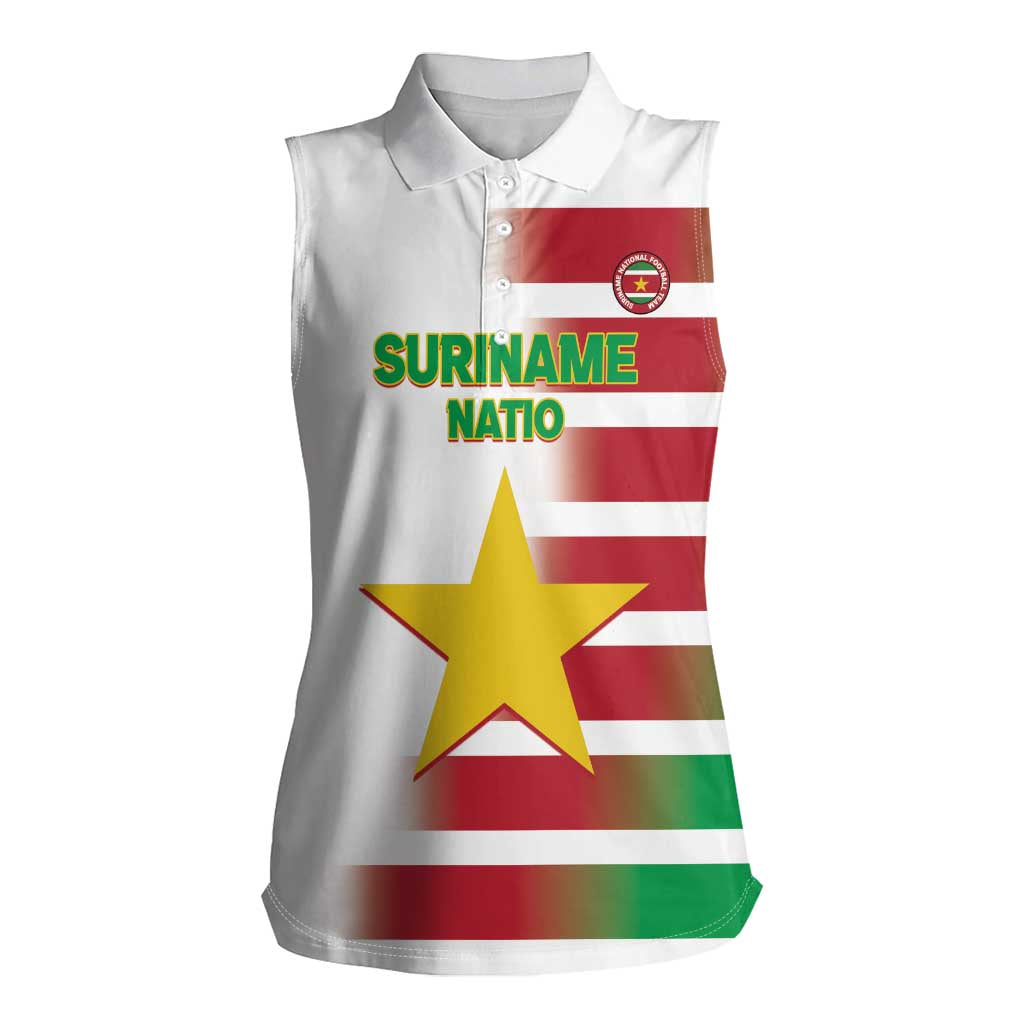 Custom Suriname Football Women Sleeveless Polo Shirt 2025 Go Natio White Color