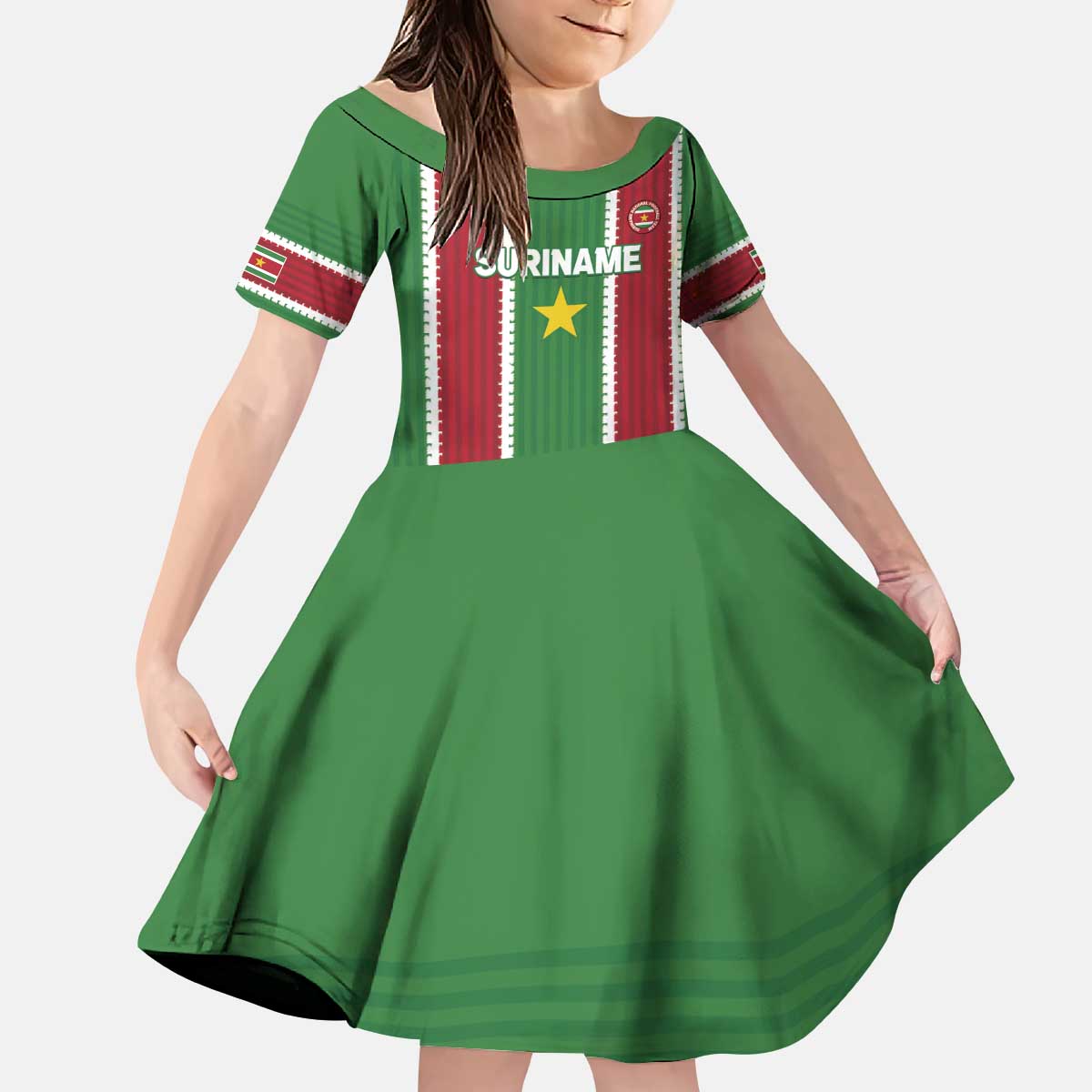 Custom Suriname Football Kid Short Sleeve Dress 2025 Go Natio Flag Color