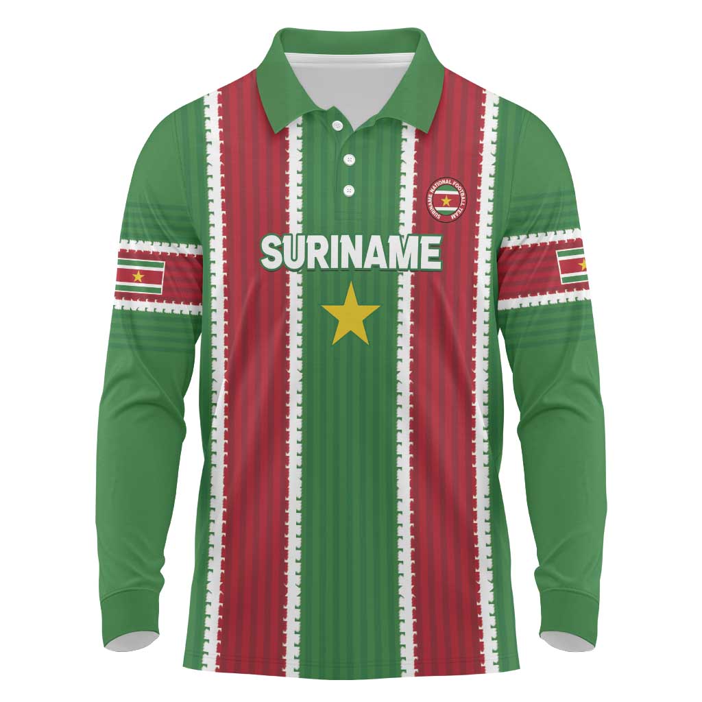 Custom Suriname Football Long Sleeve Polo Shirt 2025 Go Natio Flag Color