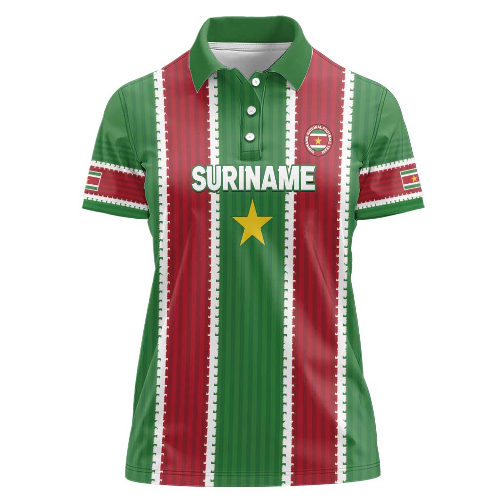 Custom Suriname Football Women Polo Shirt 2025 Go Natio Flag Color