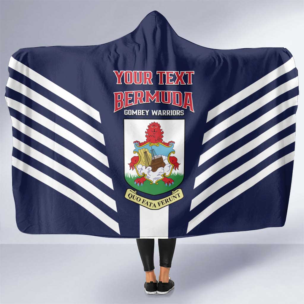 Custom Bermuda Football Hooded Blanket 2025 Go Gombey Warriors - Blue