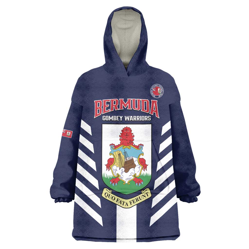 Custom Bermuda Football Wearable Blanket Hoodie 2025 Go Gombey Warriors - Blue