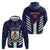 Custom Bermuda Football Zip Hoodie 2025 Go Gombey Warriors - Blue