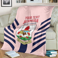 Pink football blanket with navy-and-white diagonal stripes and shield crest artwork