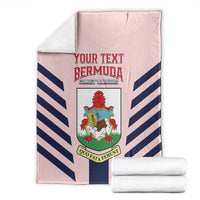 Pink football blanket with 'YOUR TEXT BERMUDA' text and navy-striped crest design