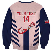 Pink and navy Bermuda football sweatshirt with YOUR TEXT 14 back print
