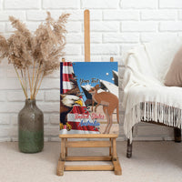 Personalised canvas wall art with blue design, eagle and kangaroo, flags, 'Your Text'