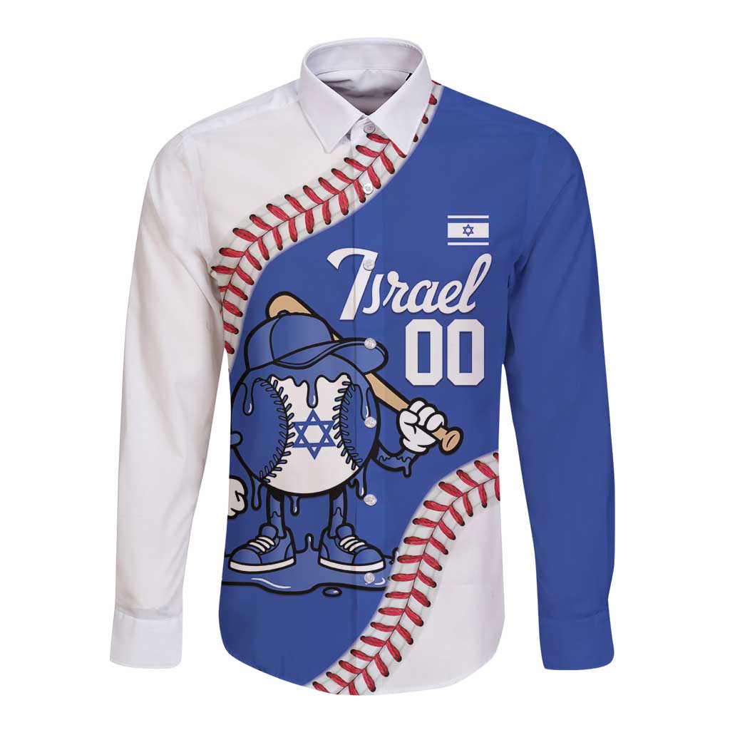 Israel 2026 Baseball Custom Long Sleeve Button Shirt Go Champions Drip Style