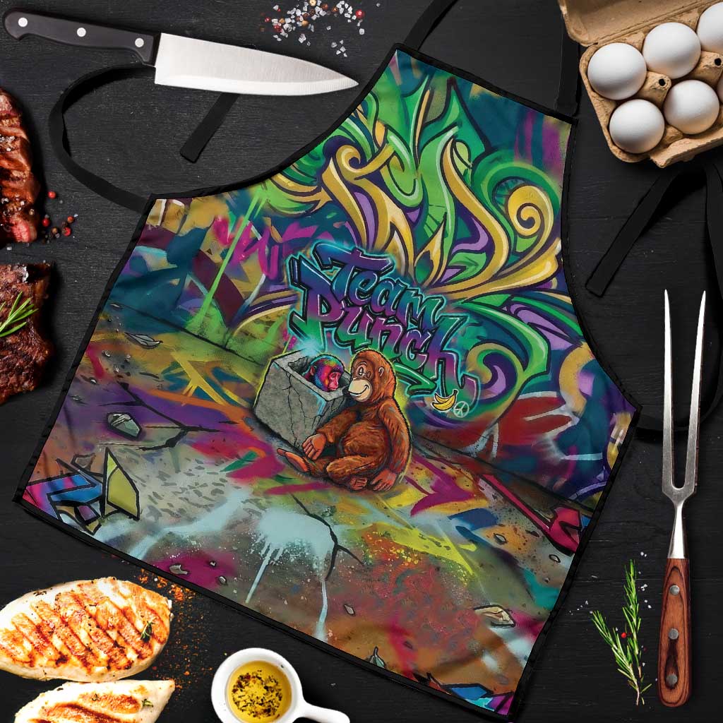 Team Punch The Monkey Apron Baby Monkey Stay Strong Graffiti Style