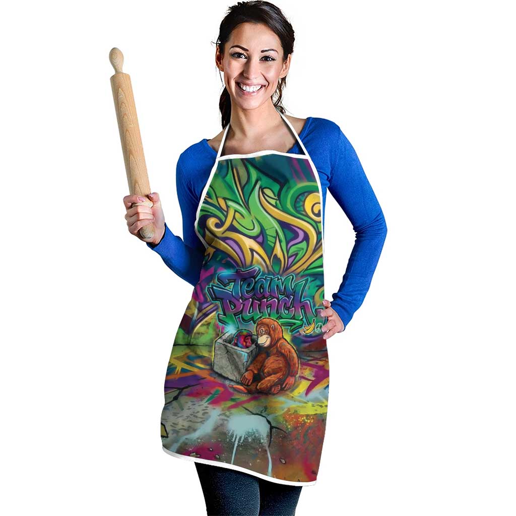 Team Punch The Monkey Apron Baby Monkey Stay Strong Graffiti Style