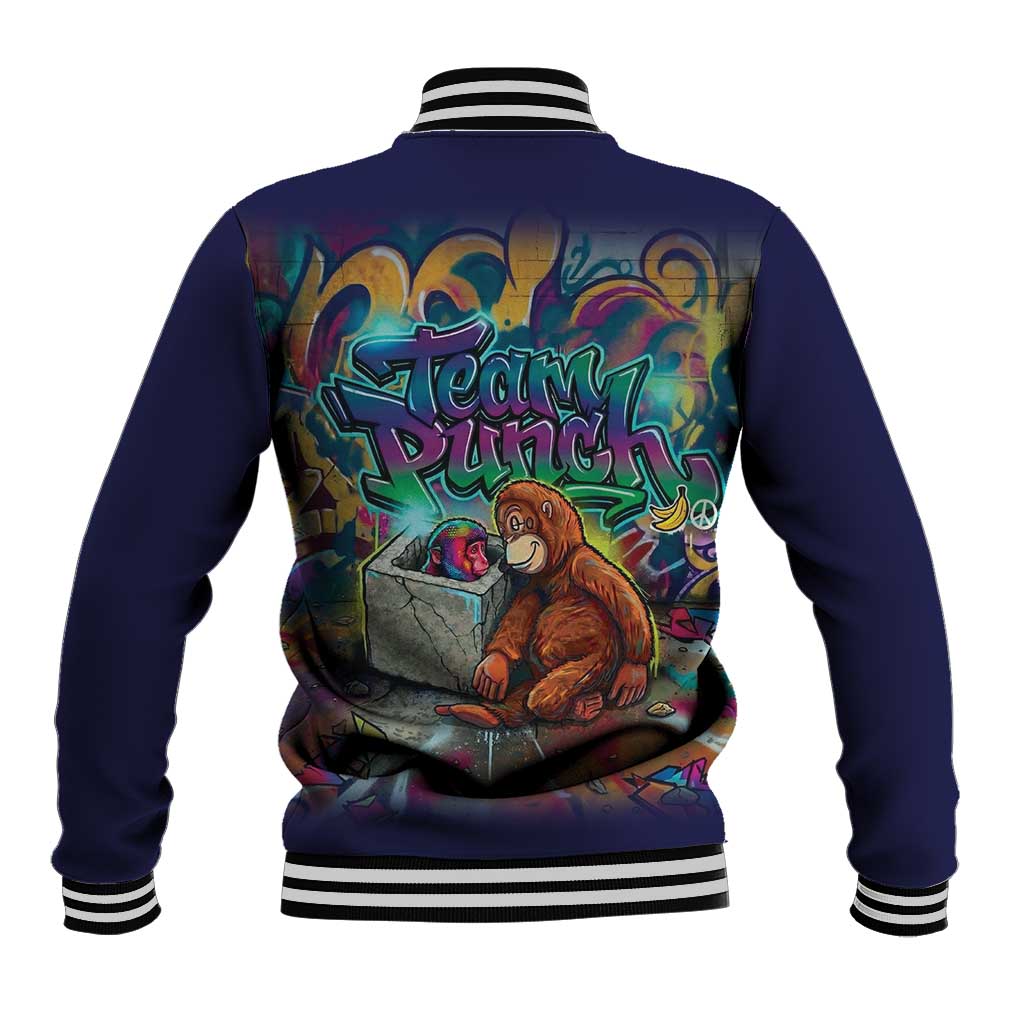 Team Punch The Monkey Baseball Jacket Baby Monkey Stay Strong Graffiti Style