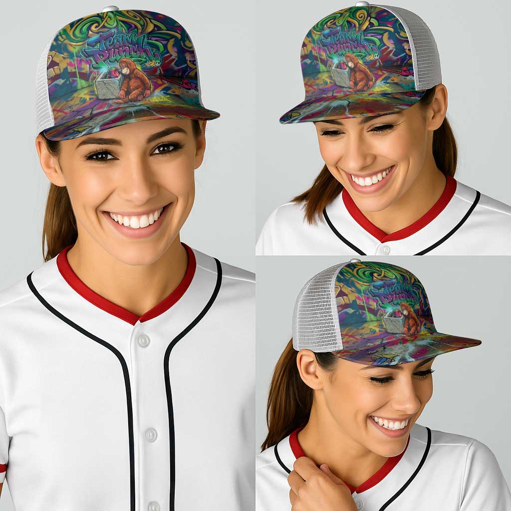 Team Punch The Monkey Baseball Net Cap Baby Monkey Stay Strong Graffiti Style