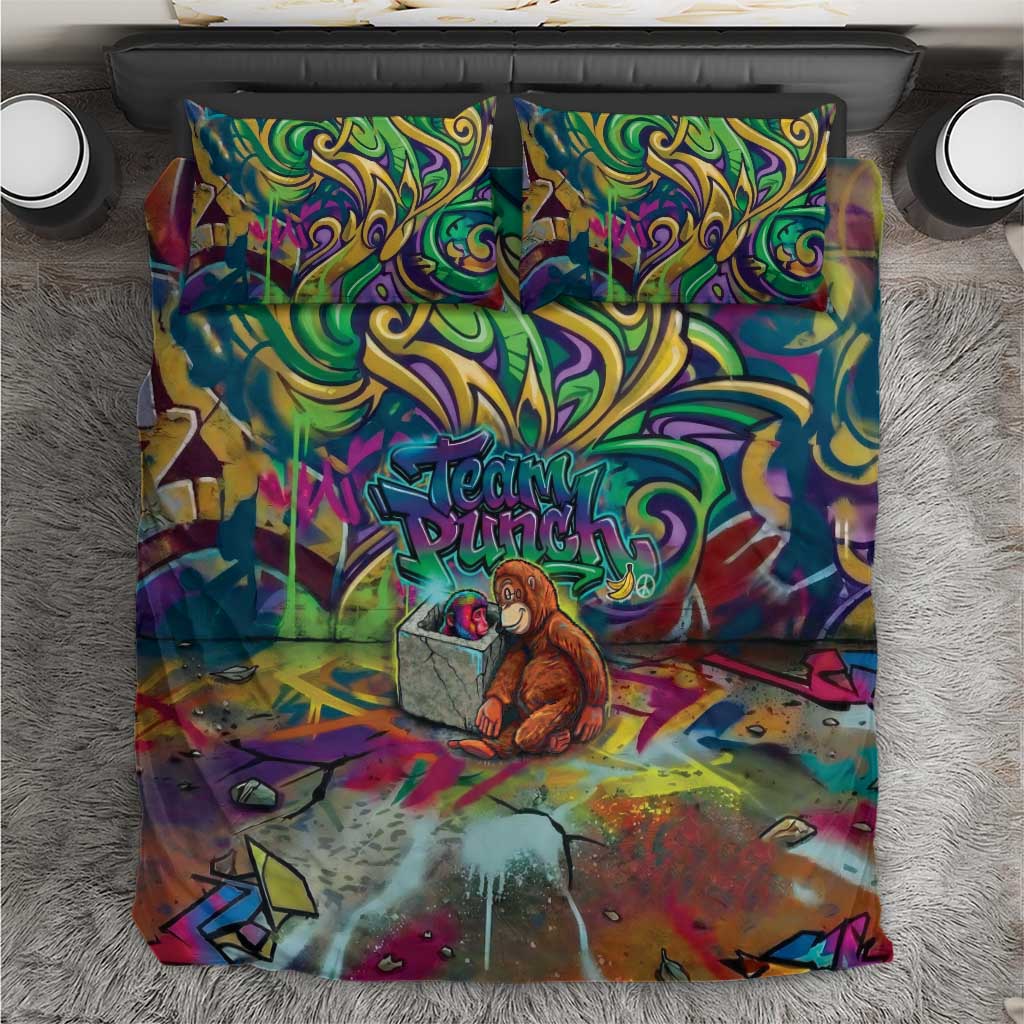 Team Punch The Monkey Bedding Set Baby Monkey Stay Strong Graffiti Style
