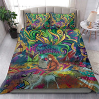 Team Punch The Monkey Bedding Set Baby Monkey Stay Strong Graffiti Style