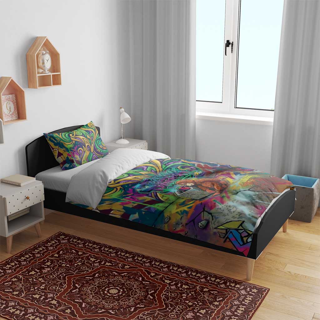 Team Punch The Monkey Bedding Set Baby Monkey Stay Strong Graffiti Style