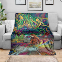 Team Punch The Monkey Blanket Baby Monkey Stay Strong Graffiti Style