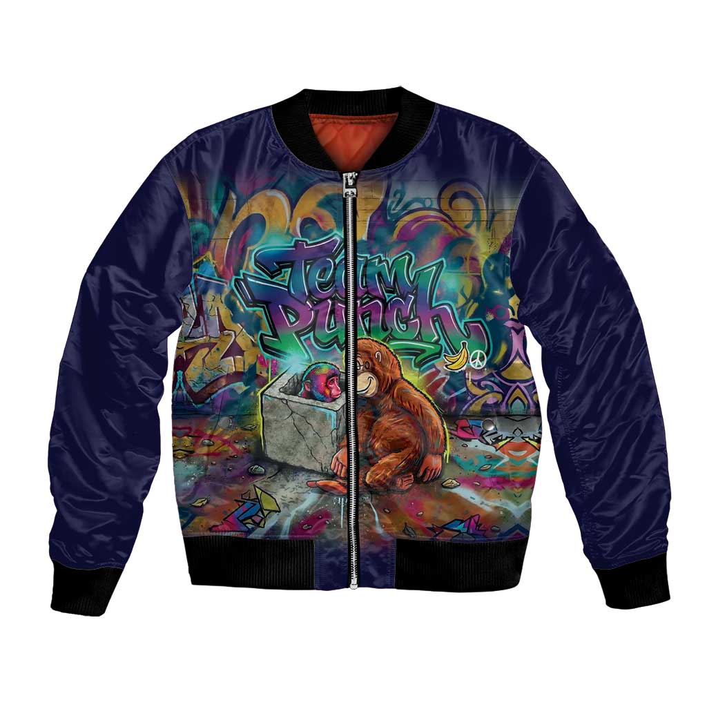 Team Punch The Monkey Bomber Jacket Baby Monkey Stay Strong Graffiti Style