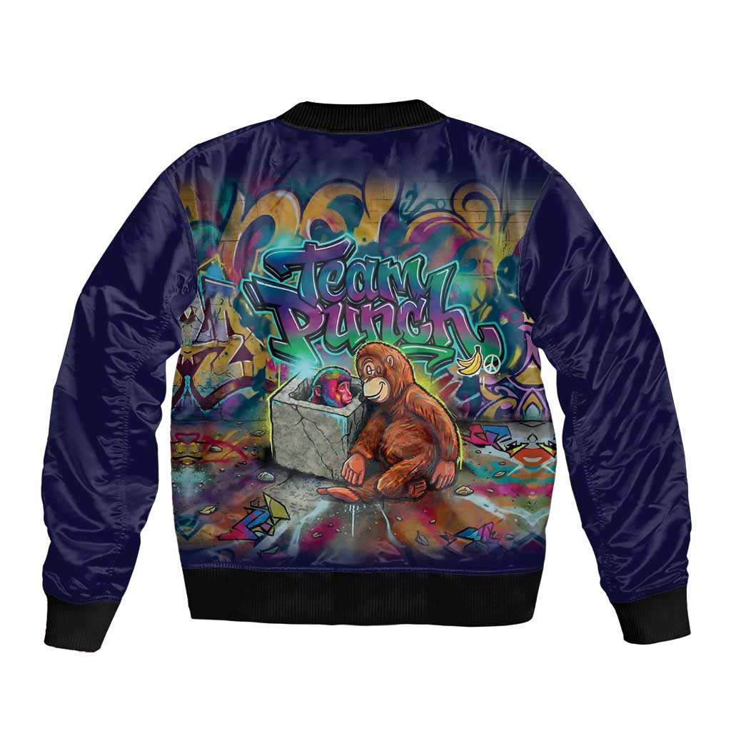 Team Punch The Monkey Bomber Jacket Baby Monkey Stay Strong Graffiti Style