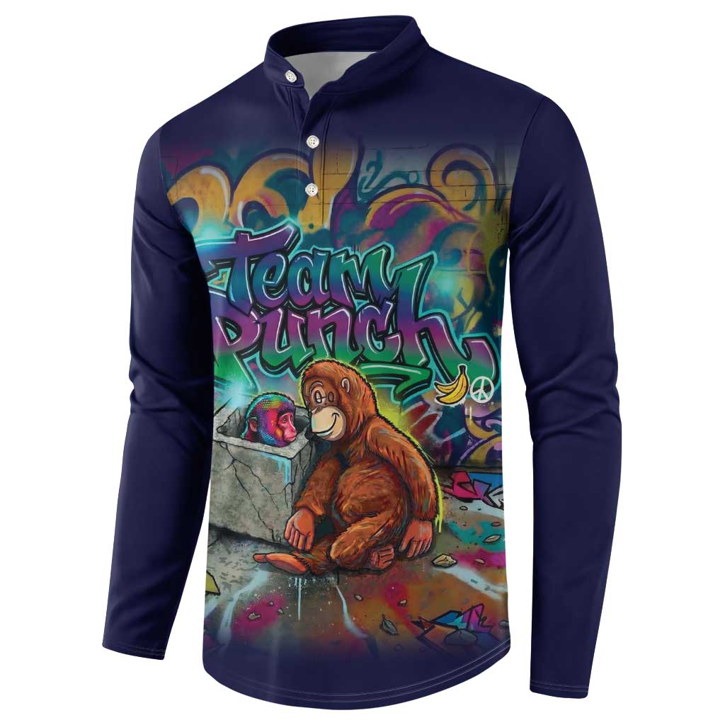 Team Punch The Monkey Button Sweatshirt Baby Monkey Stay Strong Graffiti Style