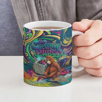Team Punch The Monkey Ceramic Mug Baby Monkey Stay Strong Graffiti Style