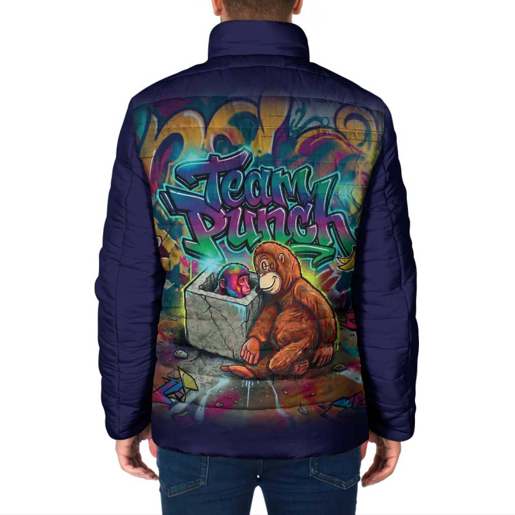 Team Punch The Monkey Padded Jacket Baby Monkey Stay Strong Graffiti Style