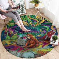 Team Punch The Monkey Round Carpet Baby Monkey Stay Strong Graffiti Style